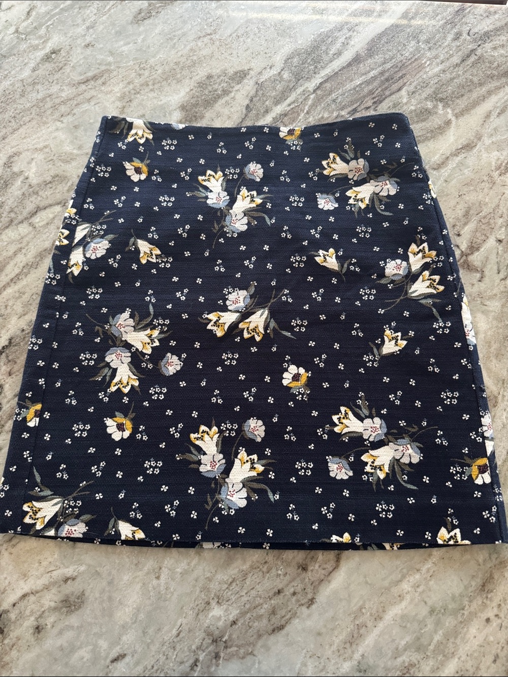LOFT Navy Floral A-Line Mini Skirt